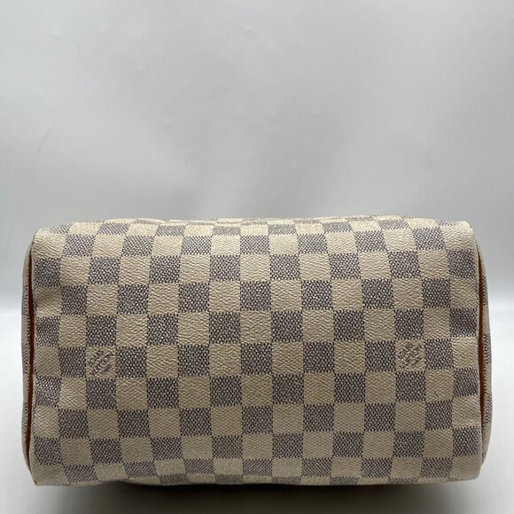 Louis Vuitton Ivory & Blue Canvas Speedy 25 Damier Azur Satchel With Wallet Set - Picture 5 of 12